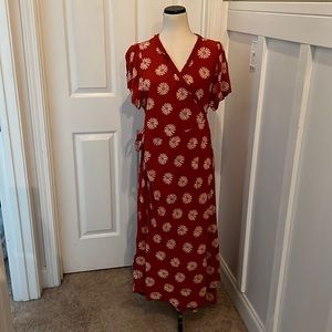 Madewell wrap dress rust colored with daisies XL